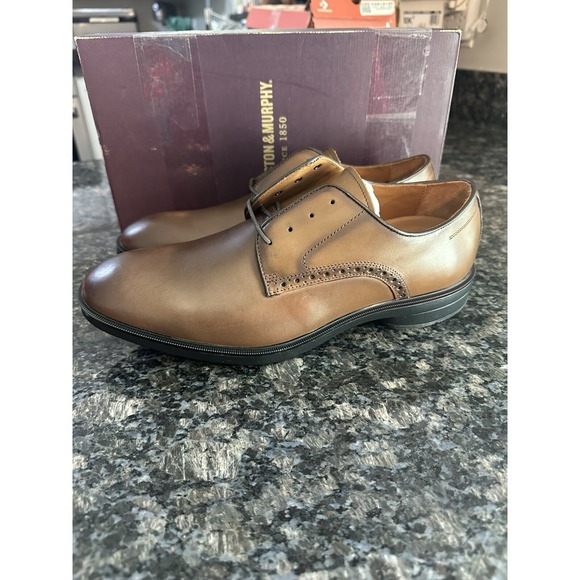 Johnston & Murphy Men\'s Ronan Plain Toe Tan Smooth Full Grain Size 9 NWB
